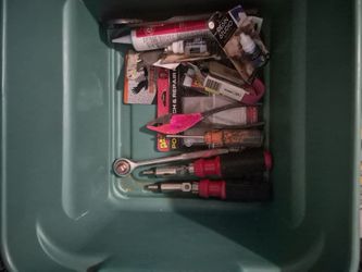 Mixed Tool Lot in Green Toolbox