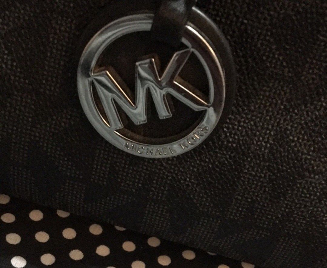 Michael Kors Large Black Logo Tote With Silver Accents