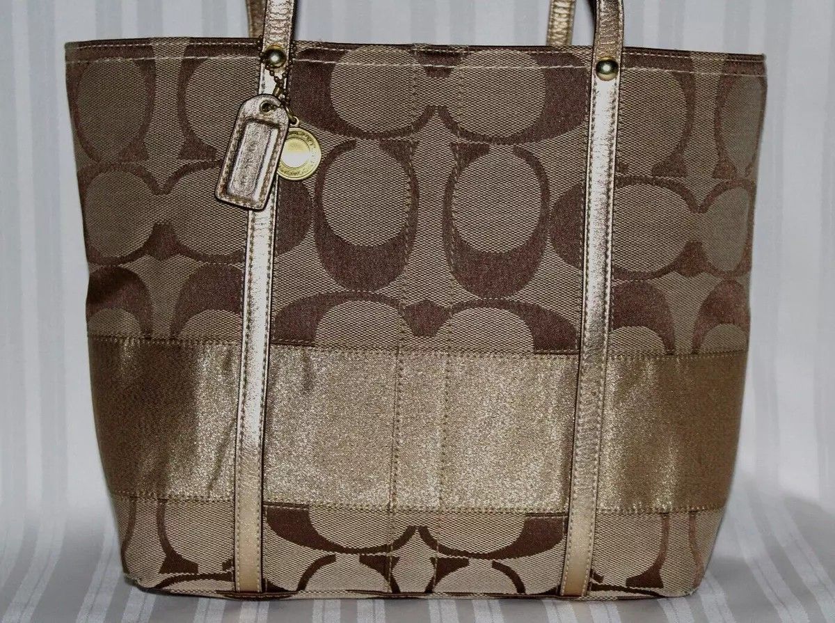 Coach Gold Jacquard Leather Tote