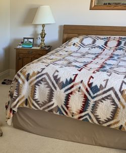 Wooden Headboard, Foundation, And Box Spring