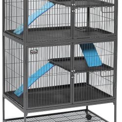 Two Story Small Pet (Ferret, Chinchilla, Rat, Etc.) Cage with Bowls & Corner Pans