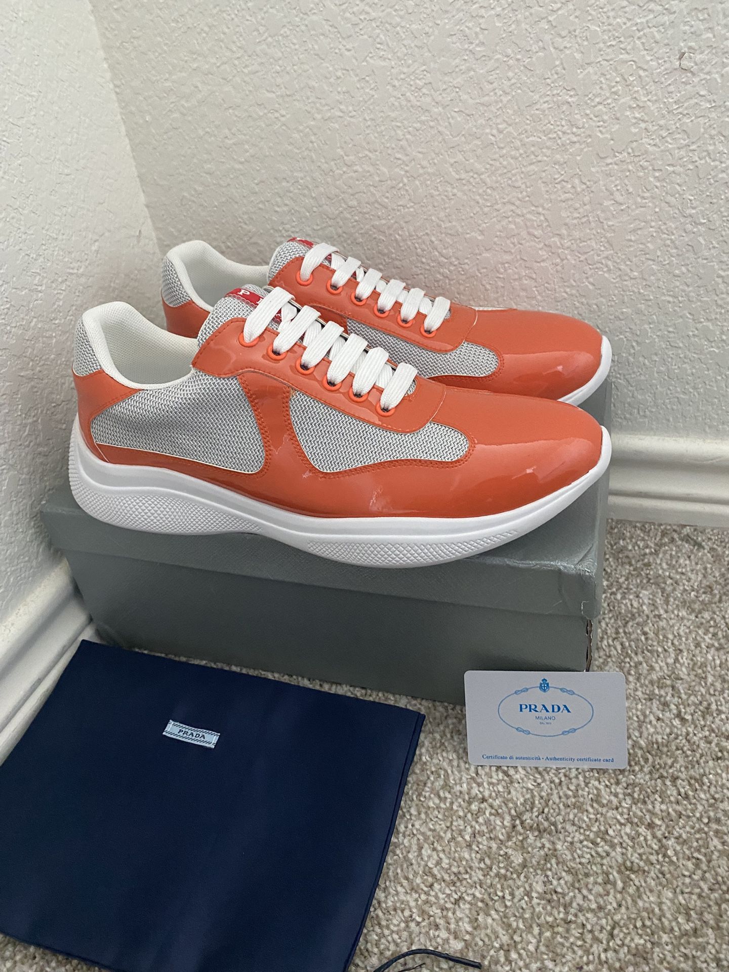Men's America's Cup Patent Leather Patchwork Sneakers “Orange” (size 10 men’s )