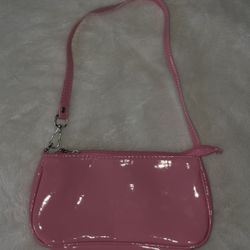 pink glossy shoulder purse