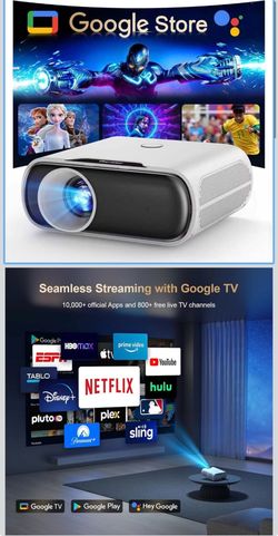 🔥Brand new 🔥 4K-Projector Compatible with GoogIe TV, 2500 ANSI Projector with WiFi and Bluetooth, Built-in Official Apps, Voice, DoIby Audio, HDMI A