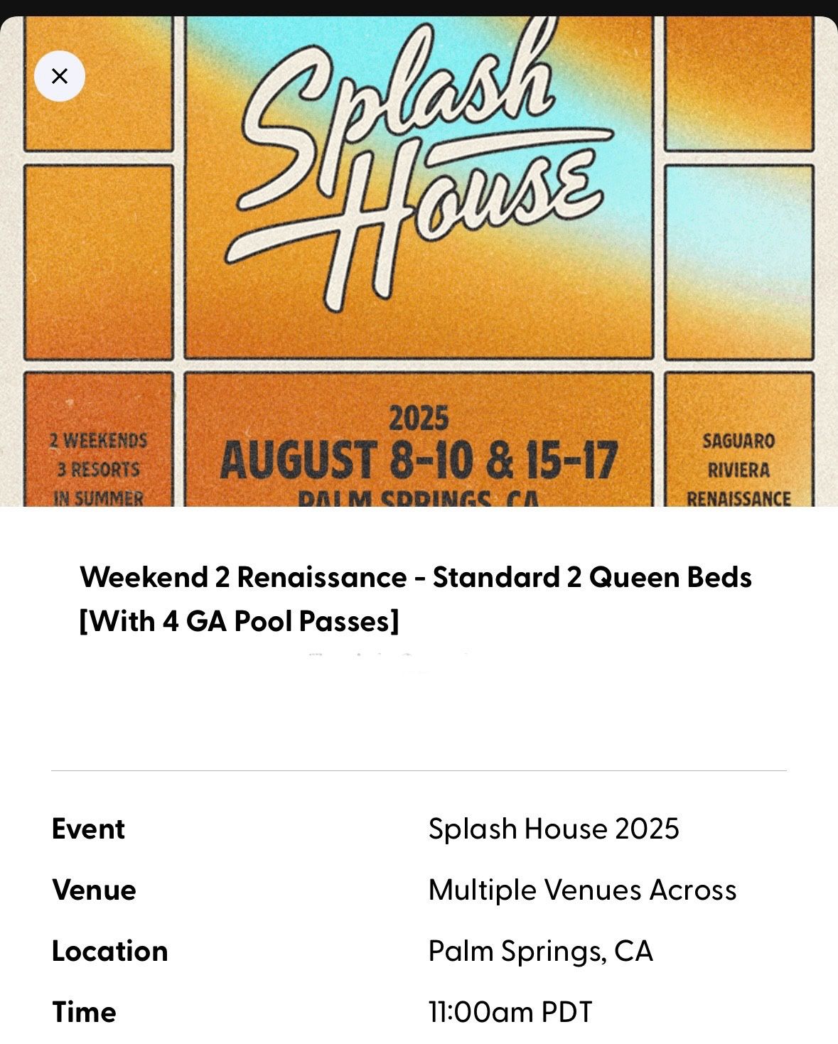 Weekend 2 Renaissance - [With 4 GA Pool Passes]