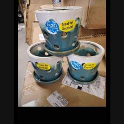 Garden Treasures 4.72-in W x 5.28-in H Teal cream Ceramic Planter NEW 
$$4 DOLLAR EACH