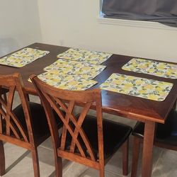 Sturdy Wooden Table For 6 With Bench