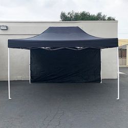 New in Box $160 Heavy Duty 10x15 FT Canopy with (1 Sidewall) EZ PopUp Party Tent w/ Carry Bag (White, Black)