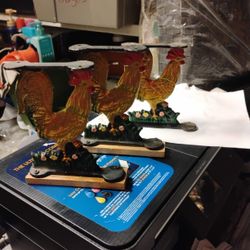 3 Cast Iron Roosters