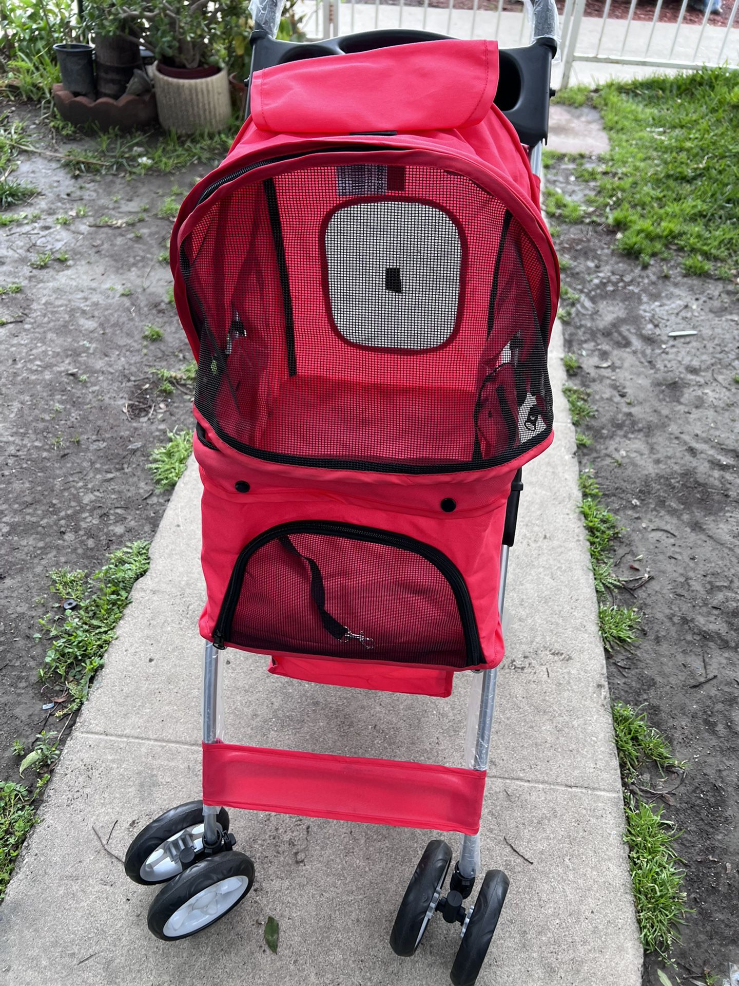 Red  Dog Stroller 4 Wheeler Push Cart For Pets Brand New FIRM PRICE
