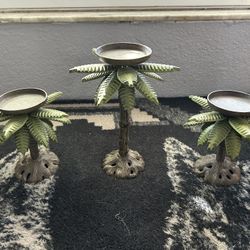 Ventage Palm Tree Candle Holders