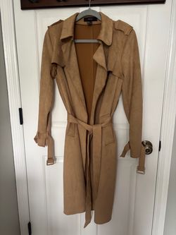 Suede trench fall coat