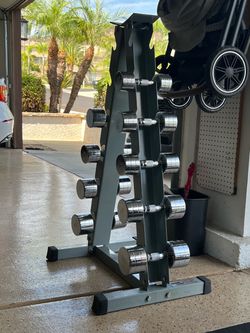 Chrome Dumbbell Set with A-Frame Rack