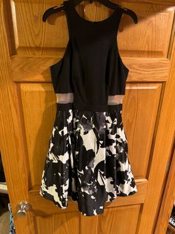 Black Floral Fit and Flare Mini Dress