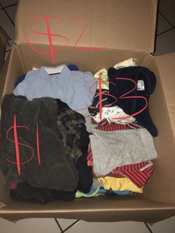 Box full of baby boy clothing from New born to 18m