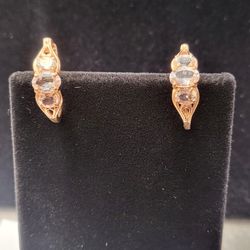 Genuine Morganite Hoop Earrings 