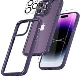 [5 In 1] 1X Case [Not-Yellowing] With 2X Tempered Glass Screen Protector + 2X Camera Lens Protector, [Military-Grade Drop Protection] Slim Phone Case 