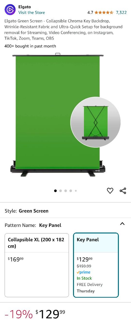 Elgato Green Screen - purchases Collapsible Chroma Key Backdrop, Wrinkle-Resistant Fabric