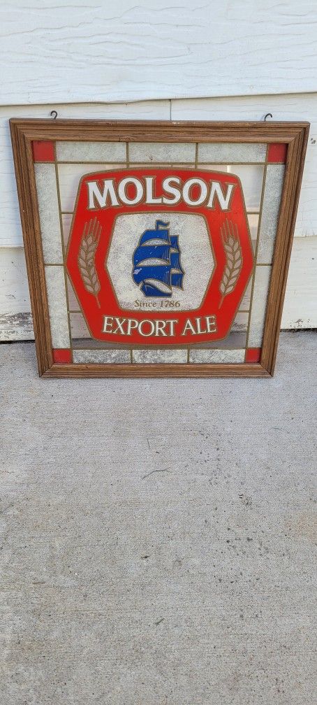 Beer sign Molson. Stained glass. 16"