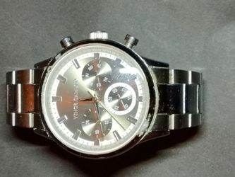Vince Camuto Men's Multi-Function Stainless Steel Quartz Watch (Silver & Black Dial)