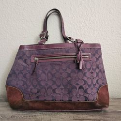 Vintage 2004 Coach Soho Purple Signature Carryall Tote Bag 7052 Y2K