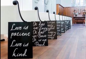 Set of 8 Rustic Wood Wedding Aisle Signs – 1 Corinthians 13 – 24x16