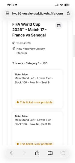 FIFA World Cup Tickets – France vs Senegal
