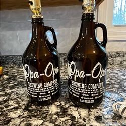 2. 1/2 Gallon Opa Opa Brewing Co Bottle Lamps Ex Cond