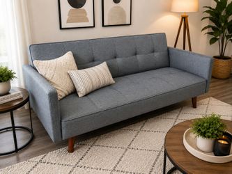 Modern Gray Convertible Sleeper Futon Sofa – Like New!