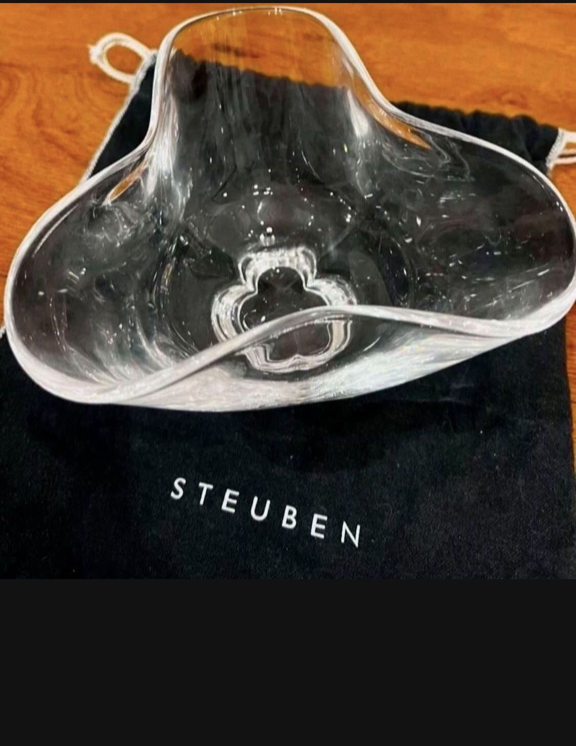 Vintage Steuben Trefoil Bowl, 3 Lobed, Designed by Donald Pollard Marked Outstanding and hard to find Steuben 3 Sided Trefoil Bowl with no chips, cr