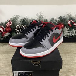 Nike  Air Jordan 1 Low – Black/Fire Red-Cement Grey