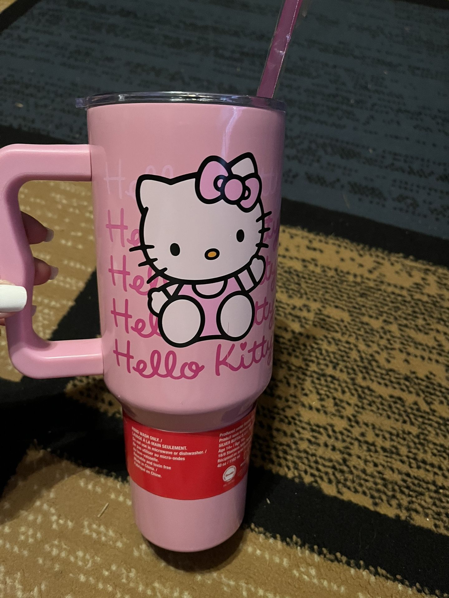 HELLOI KITTYlI STANLESS STEEL TUMBLER WITH HANDE 40 oz ( 1182 ml)