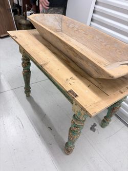 Authentic Antique Farmhouse Table with Original Green Paint