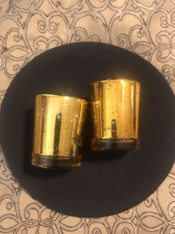 Gold Votive Candle Holders (2)