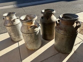 Vintage Metal Milk Cans Set of 4