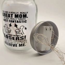 Funny Mom Gift Mason Jar Night Light 10 LED Star-Lights Mother's Day Birthday
