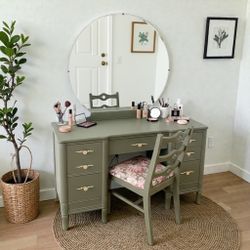 Vintage Green Vanity + Chair 