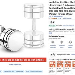 Adjustable to 50lbs Chrome Dumbbells (Pair)