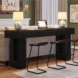 Farm console table, 63 inch long narrow sofa table behind the sofa Black 