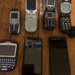 7 Cell Phones For Sale  With 1 Bluetooth Headset 