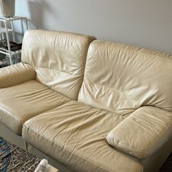 Creamy Italian Leather Couch 