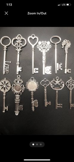 12 PCS Vintage Skeleton Key Charms 2.5-3 inches