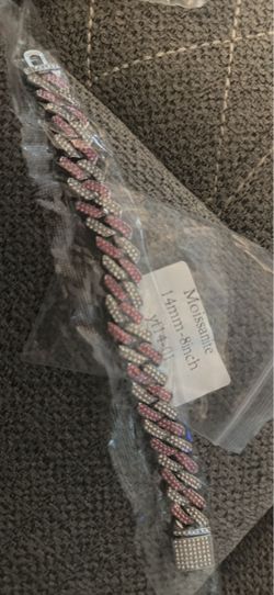 Moissanite Cuban Link Bracelet 14mm 8 Inch