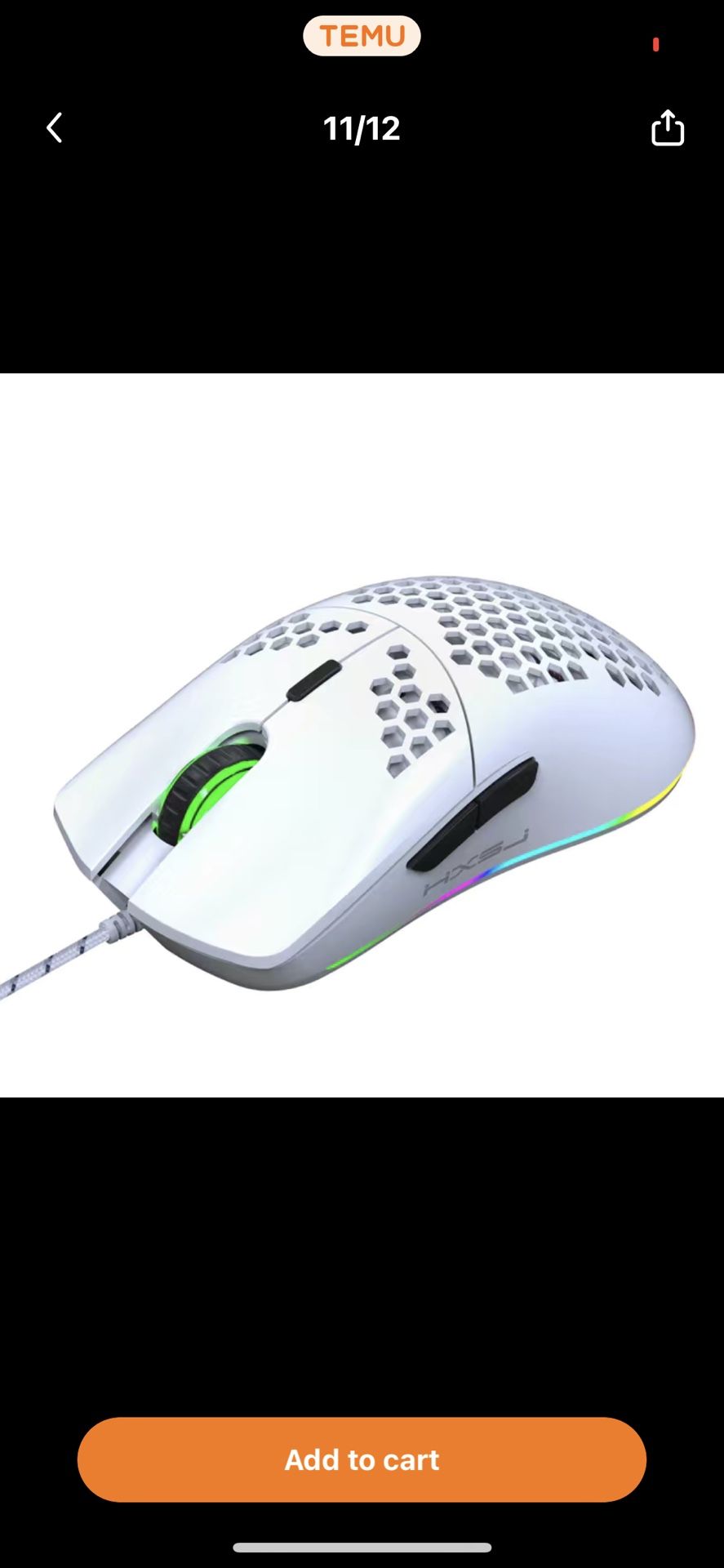 Gaming Mouse Honey Comb Design
