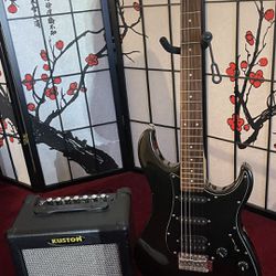 Yamaha Electric Guitar & Kustom EFX Amp  $75