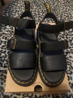 Dr. Martens Black Leather Platform Sandals