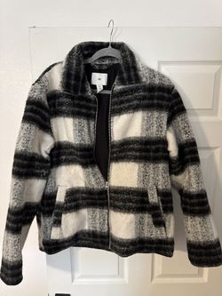 H&M Black And White (poly Wool) Jacket Size M