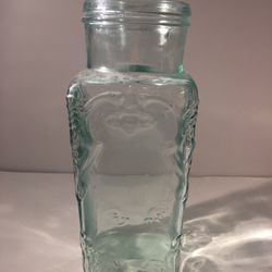 Vtg Green/blue Glass Canister Jar 11" tall