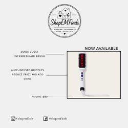 BONDI BOOST INFRARED HAIR BRUSH ALOE-INFUSED BRISTLES REDUCE FRIZZ AND ADD SHINE