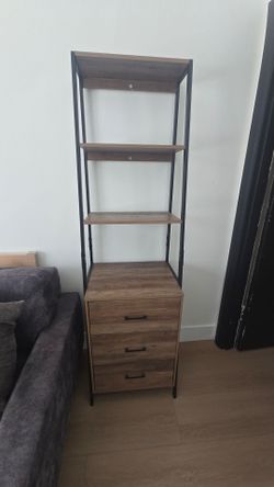 Rustic bookshelf with drawers